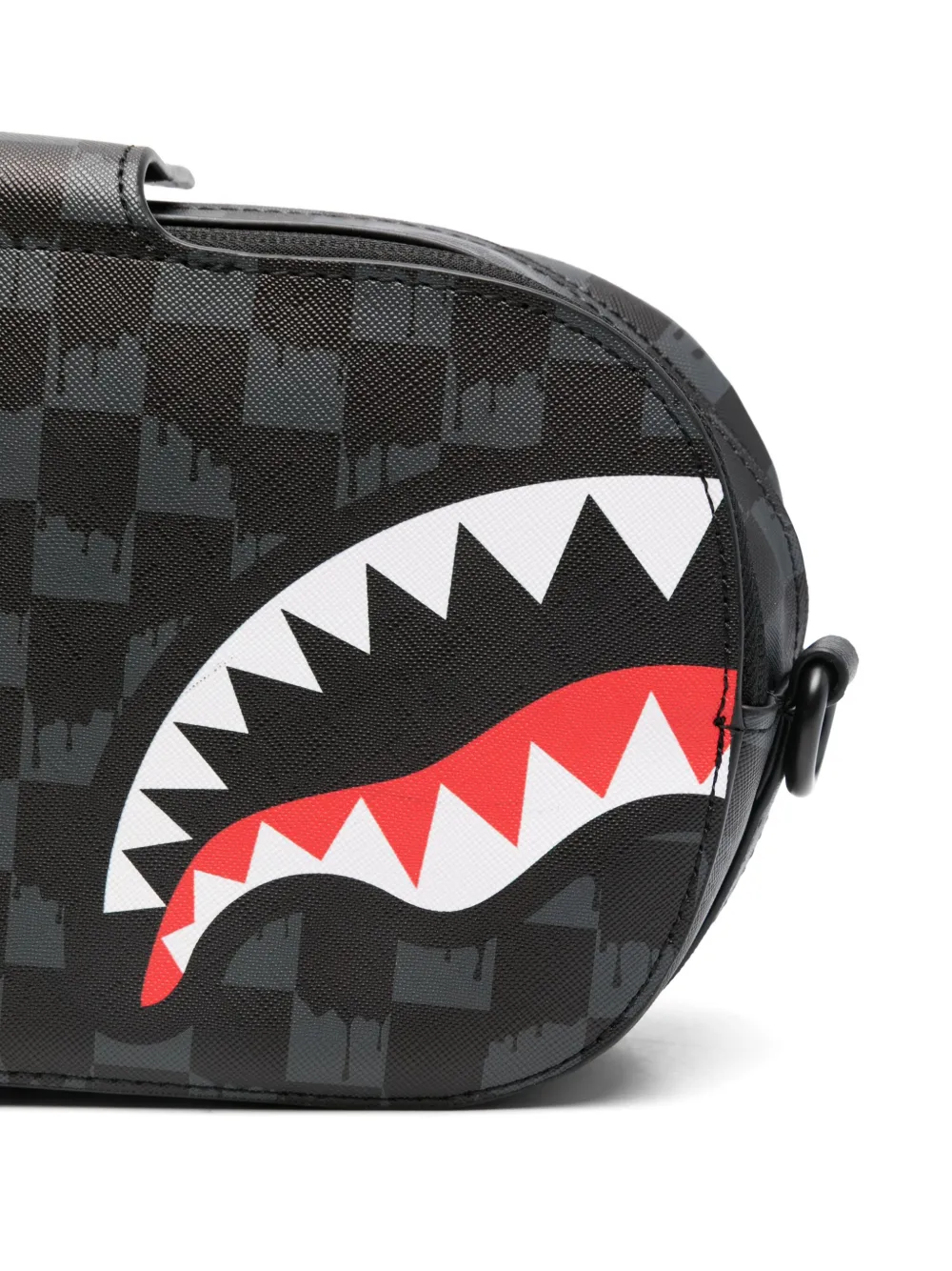 Sprayground Drip Check Shark Shoudler Bag In Black