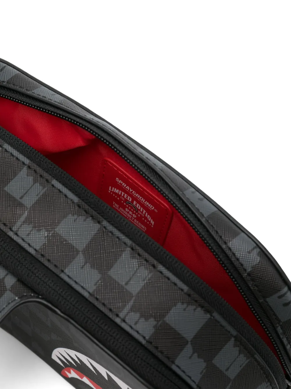 Sprayground Drip Check Shark Shoudler Bag In Black