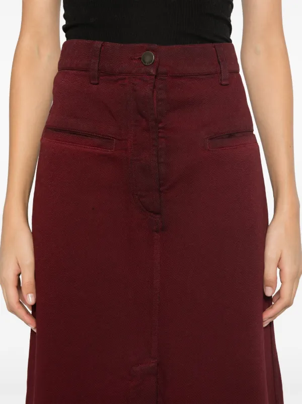 Uma Wang Denim Midi Skirt Red FARFETCH ZA