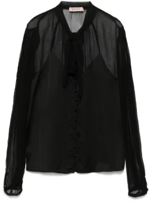 Dolce & Gabbana フリルディテール シルクブラウス | ブラック