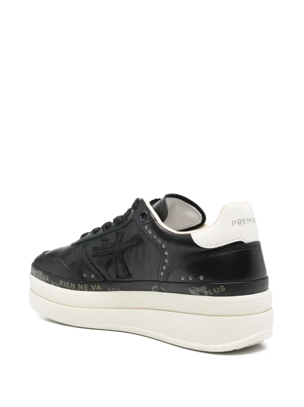 スニーカー PREMIATA Women Sneakers MICOL VAR 7445 Black Premiata Women's Sneakers In Black Leather And Perforated