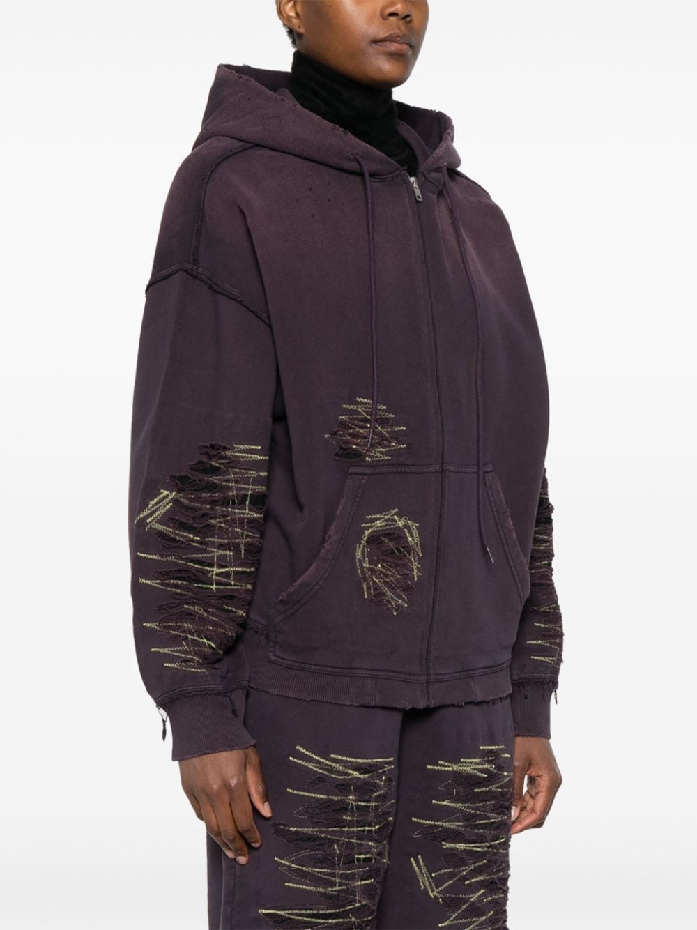 Shop Mm6 Maison Margiela Distressed Hoodie In Purple