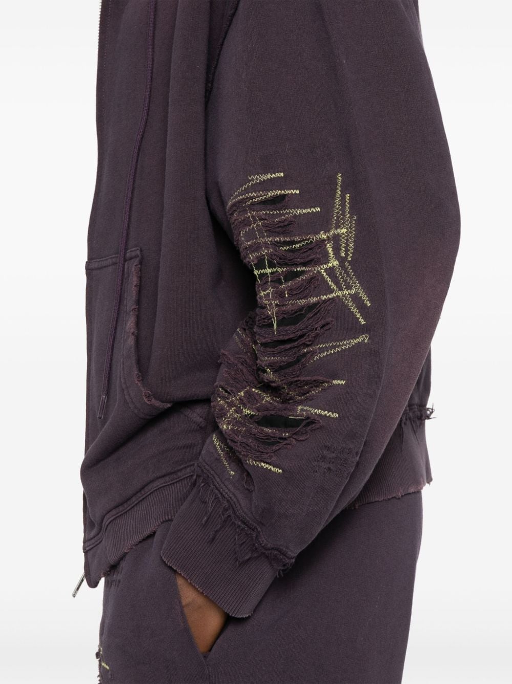 Shop Mm6 Maison Margiela Distressed Hoodie In Purple