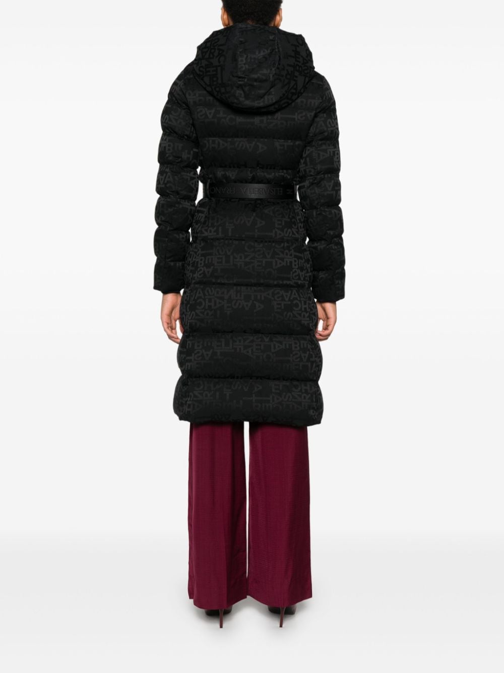 Shop Elisabetta Franchi Monogram Coat In Black