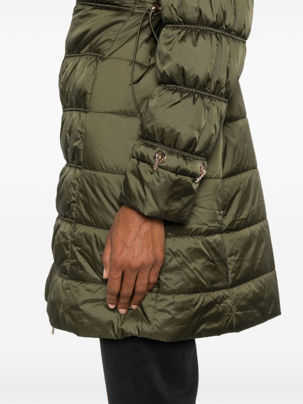 Shop Liu •jo Quilted Coat In Green