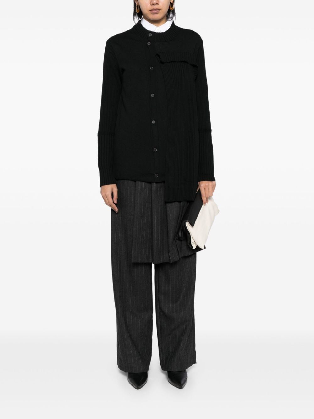 Yohji Yamamoto Asymmetrisch vest - Zwart