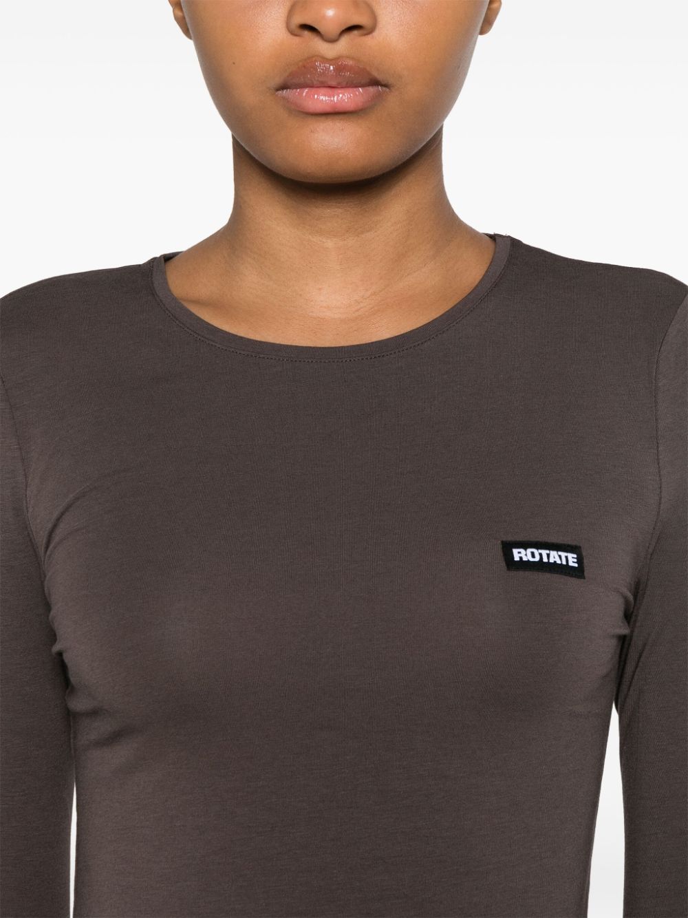 Shop Rotate Birger Christensen Logo-patch T-shirt In Brown