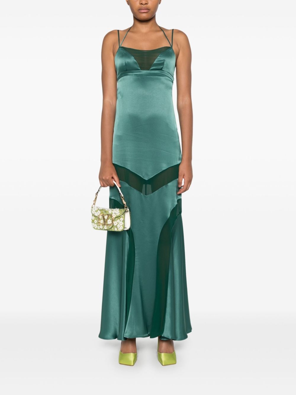 Shop Pinko Satin Gown In Green