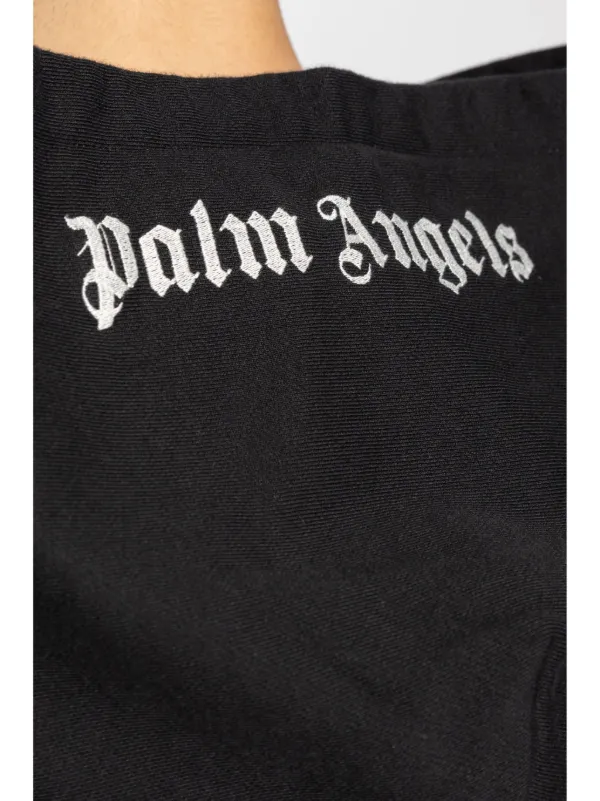 Palm Angels logo-embroidered Hoodie | Black | FARFETCH