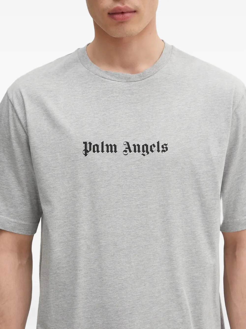 Palm Angels T-shirt met logoprint 0810 GREY MELANGE BLACK