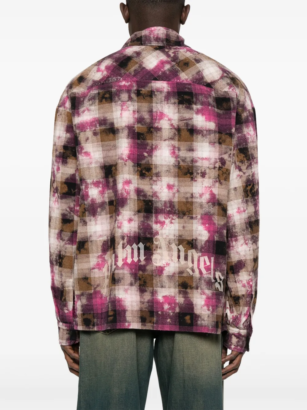 PALM ANGELS CURVED-LOGO CHECK SHIRT