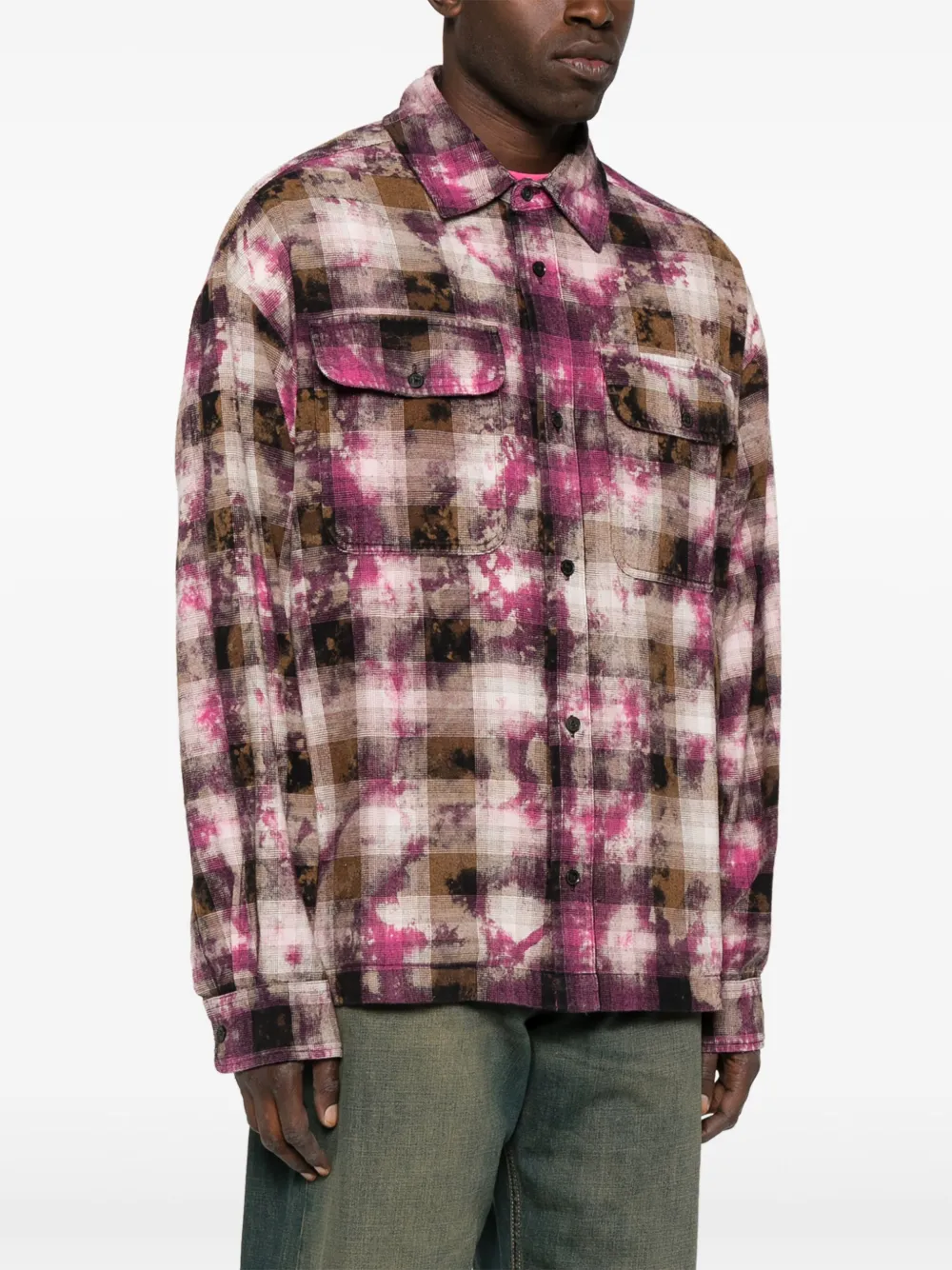PALM ANGELS CURVED-LOGO CHECK SHIRT