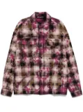 Palm Angels curved-logo check shirt - 3203 FUCHSIA - OFF WHITE