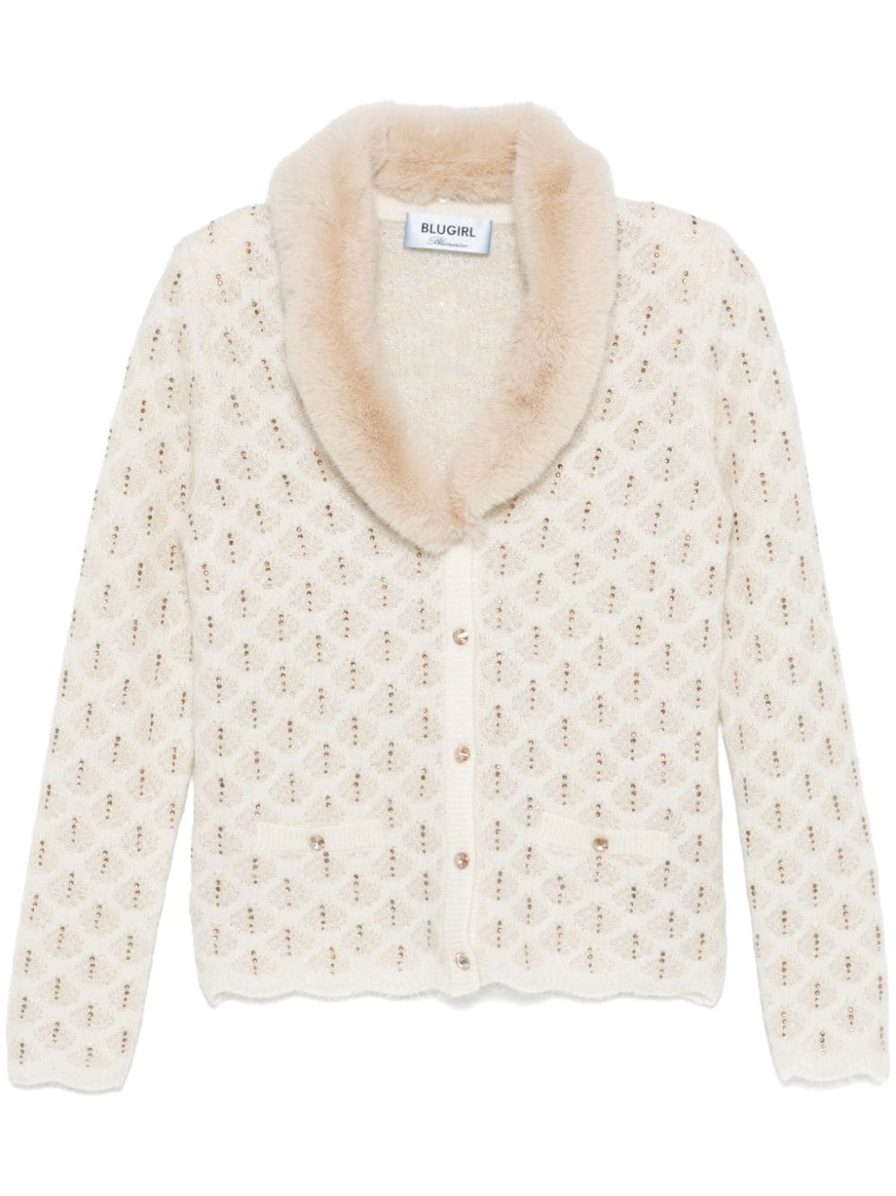 Blugirl Vest met kraag van imitatiebont Beige