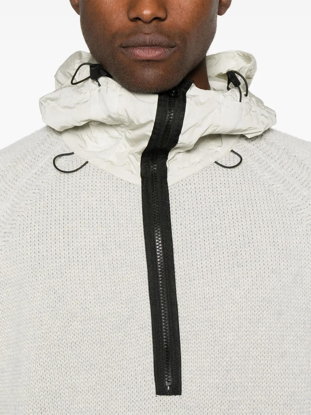 C.P. Company Gebreide hoodie met Lens-detail Beige