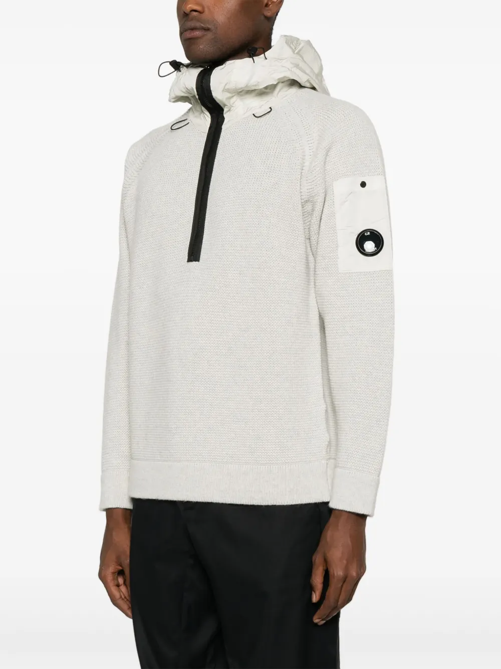 C.P. Company Gebreide hoodie met Lens-detail Beige