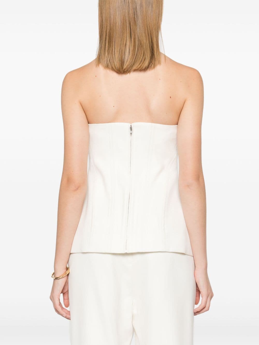 Shop Roland Mouret Strapless Tailored Jumpsuit In Neutrals