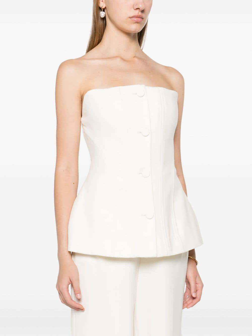 Shop Roland Mouret Strapless Tailored Jumpsuit In Neutrals