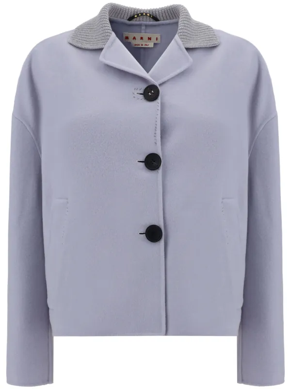 Marni wool cashmere button up Jacket Blue FARFETCH IE