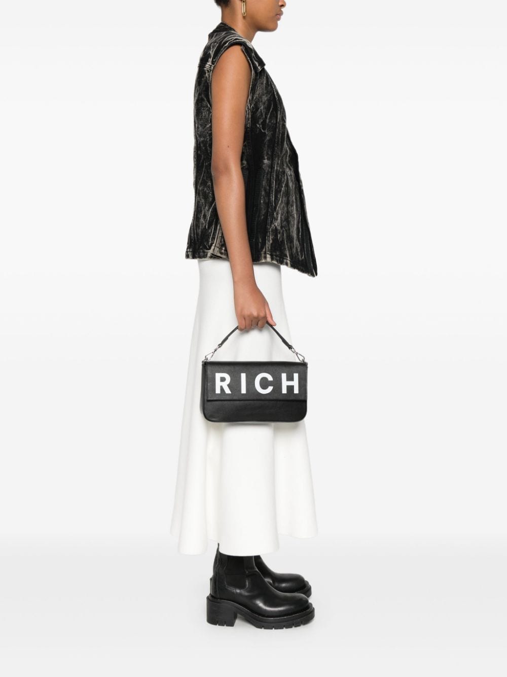 John Richmond logo-print shoulder bag - Zwart