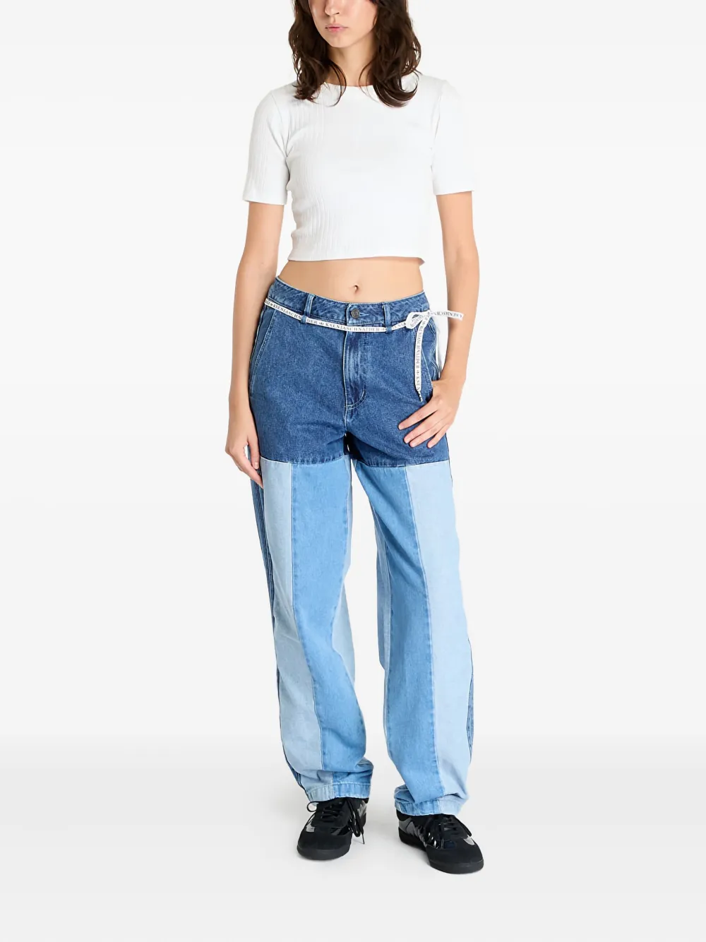 Adidas x KSENIASCHNAIDER jeans met patchwork - Blauw