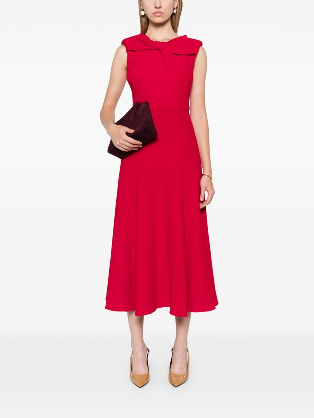 Roland Mouret Wollen crêpe midi-jurk - Rood