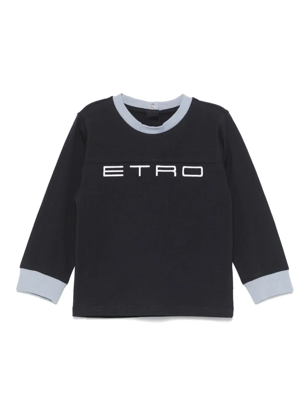 Shop Etro Logo-embroidered T-shirt In Blue