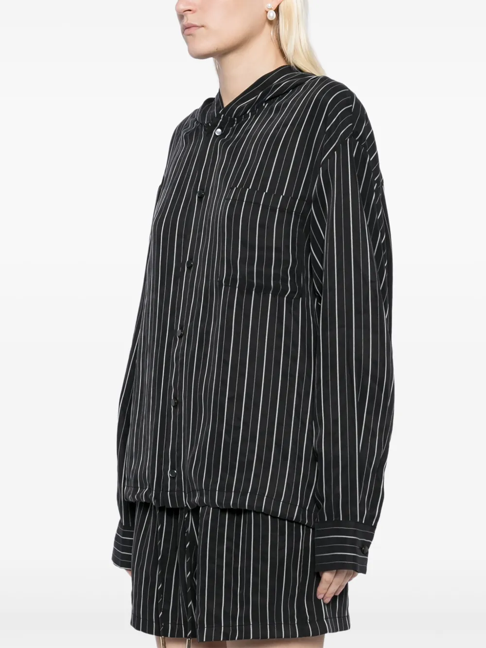 B+ab Stripe Hoodie Shirt Shorts Set In Black