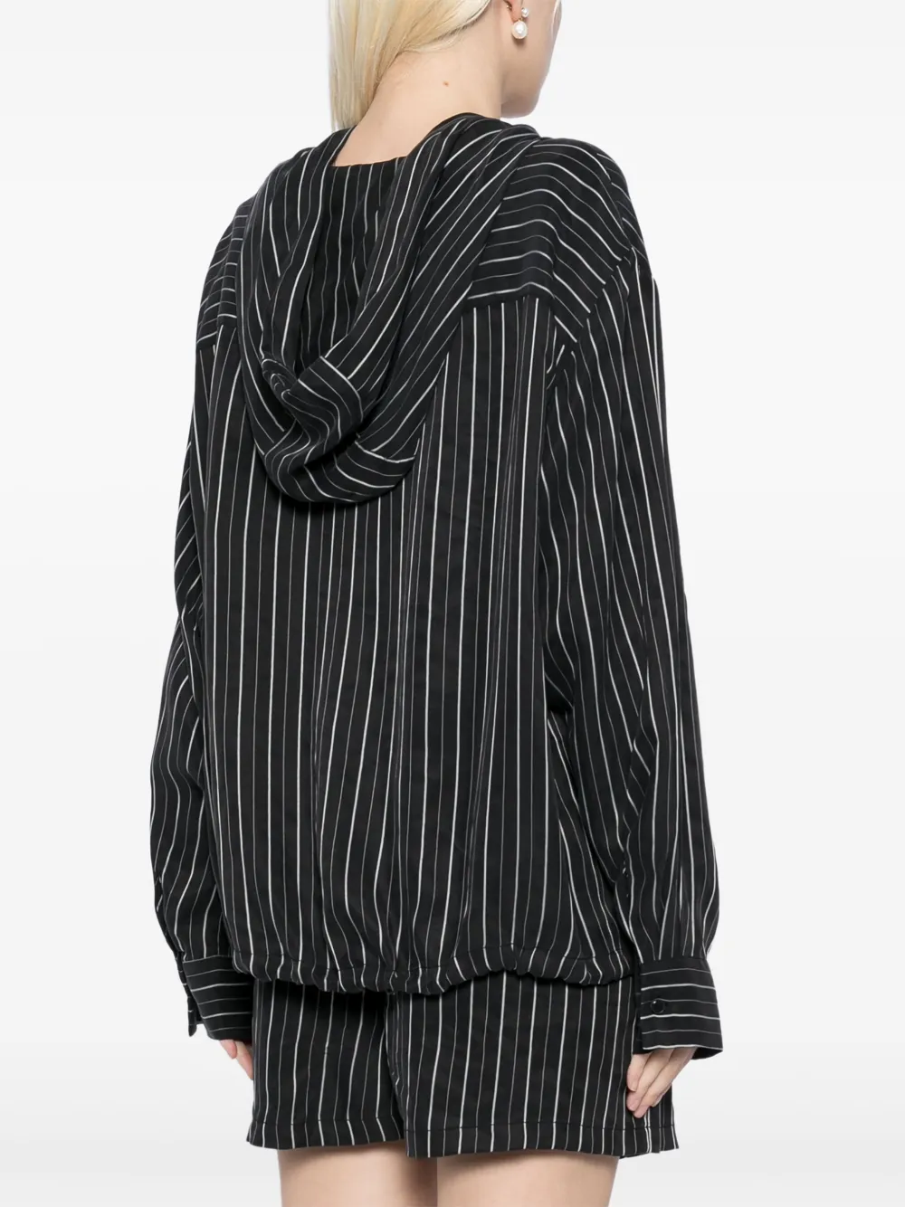 B+ab Stripe Hoodie Shirt Shorts Set In Black