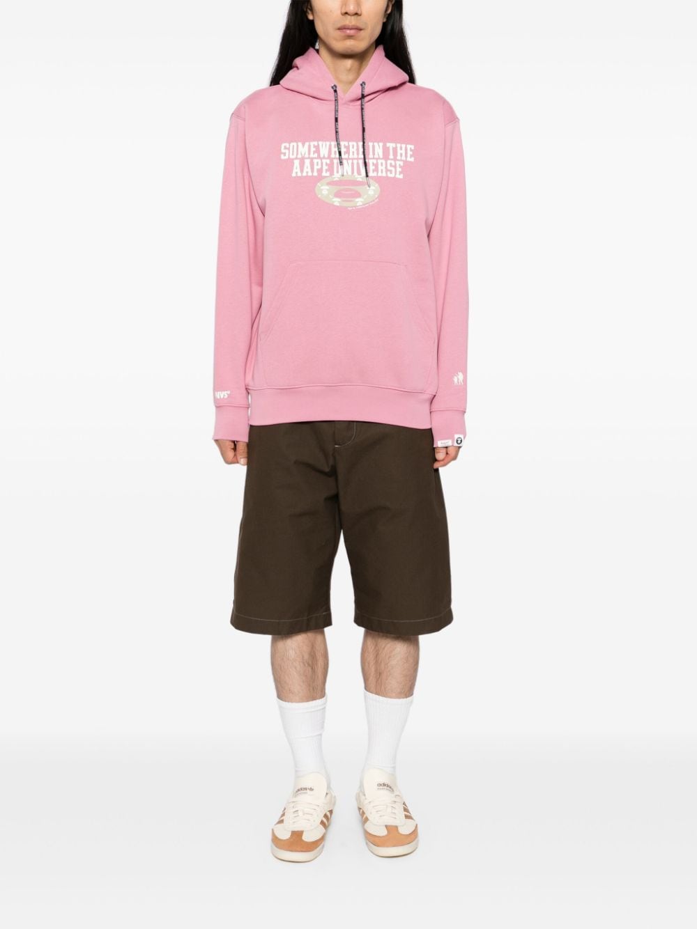 Shop Aape By A Bathing Ape Logo Hoodie In Pink