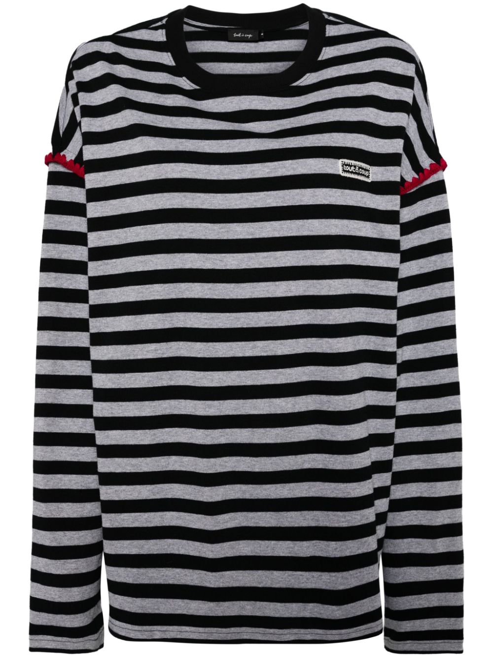 tout a coup striped long sleeves top - Black