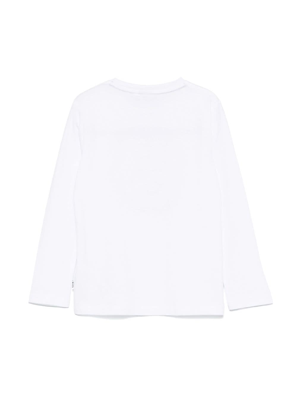 BOSS Kidswear flocked-logo T-shirt - Wit