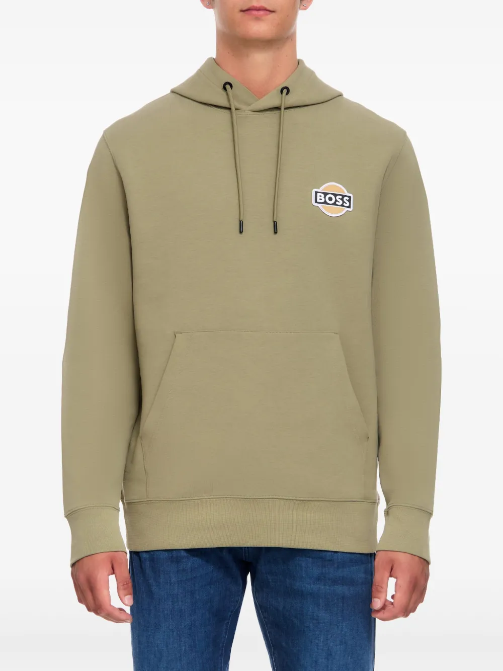 BOSS logo-patch hoodie | Green | Image 1