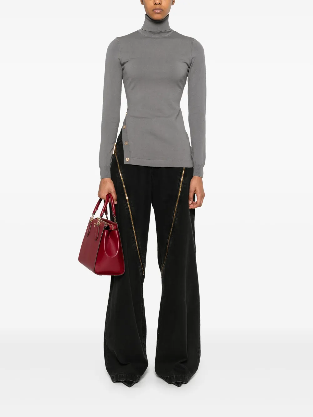 Elisabetta Franchi zip-detail wide-leg jeans - Zwart