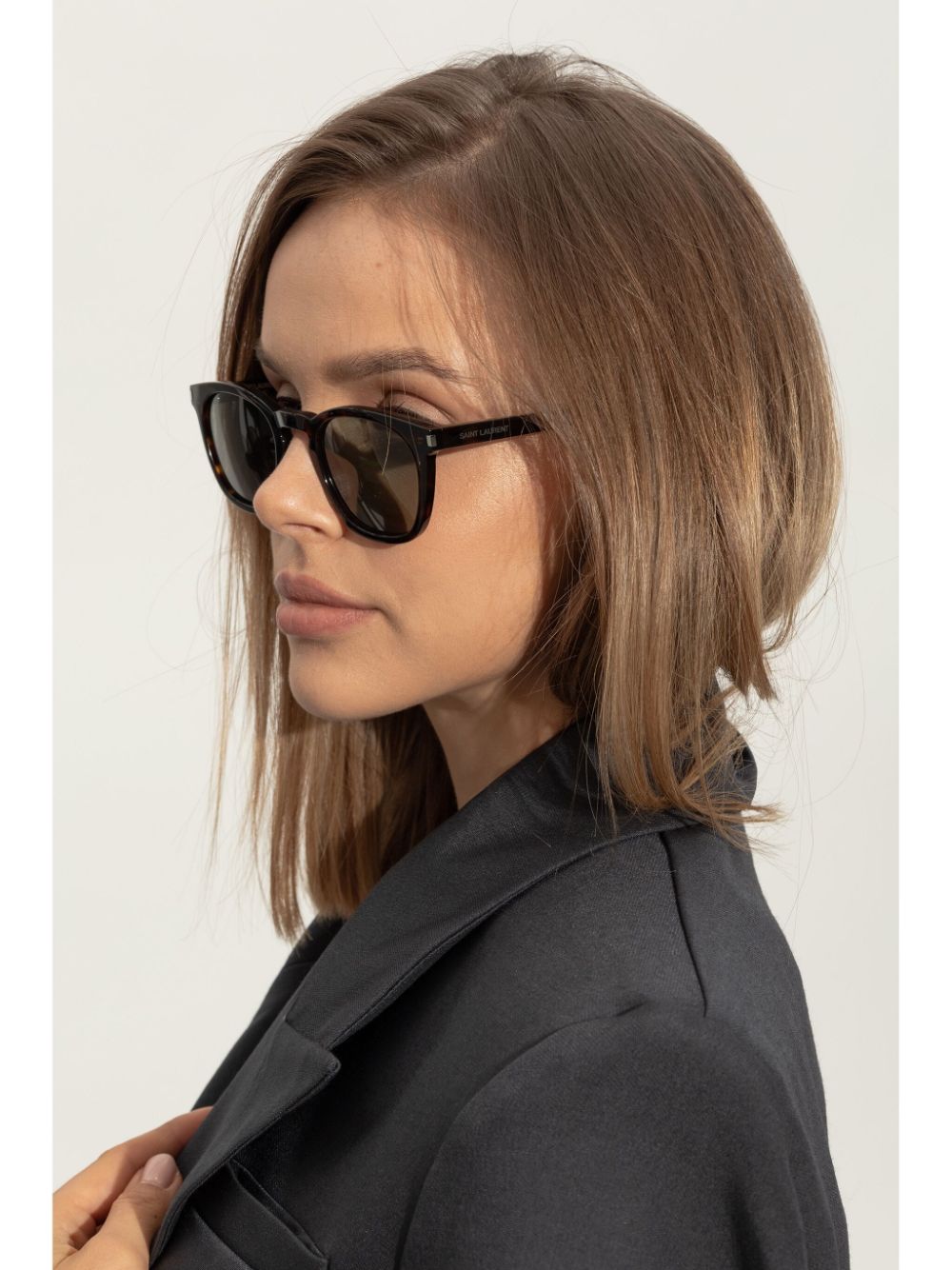 Saint Laurent Eyewear Zonnebril met gegraveerd logo - Bruin