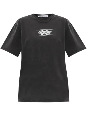 Alexander Wang Puff Logo Shrunken T-shirt | Grey | FARFETCH SG