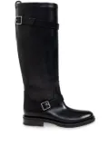 Saint Laurent almond-toe leather boots - Black