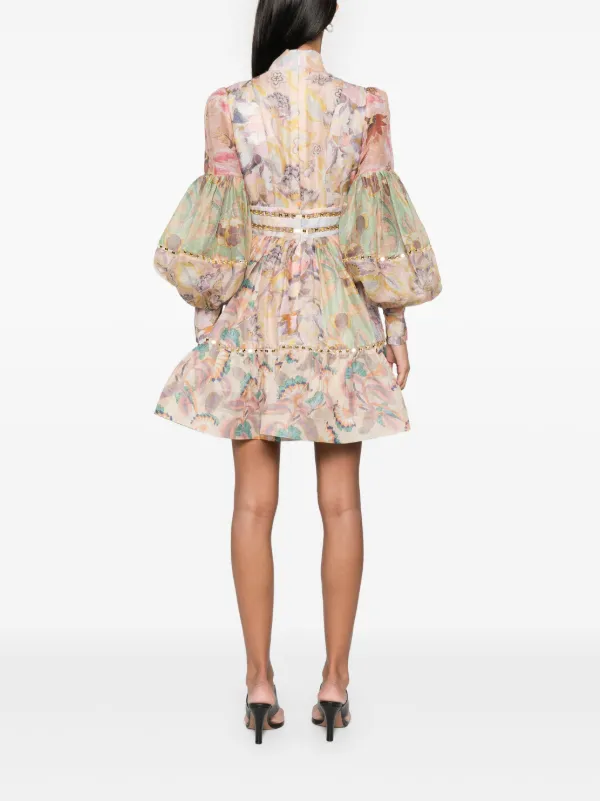 ZIMMERMANN Illustration Mirror Mini Dress | Pink | FARFETCH