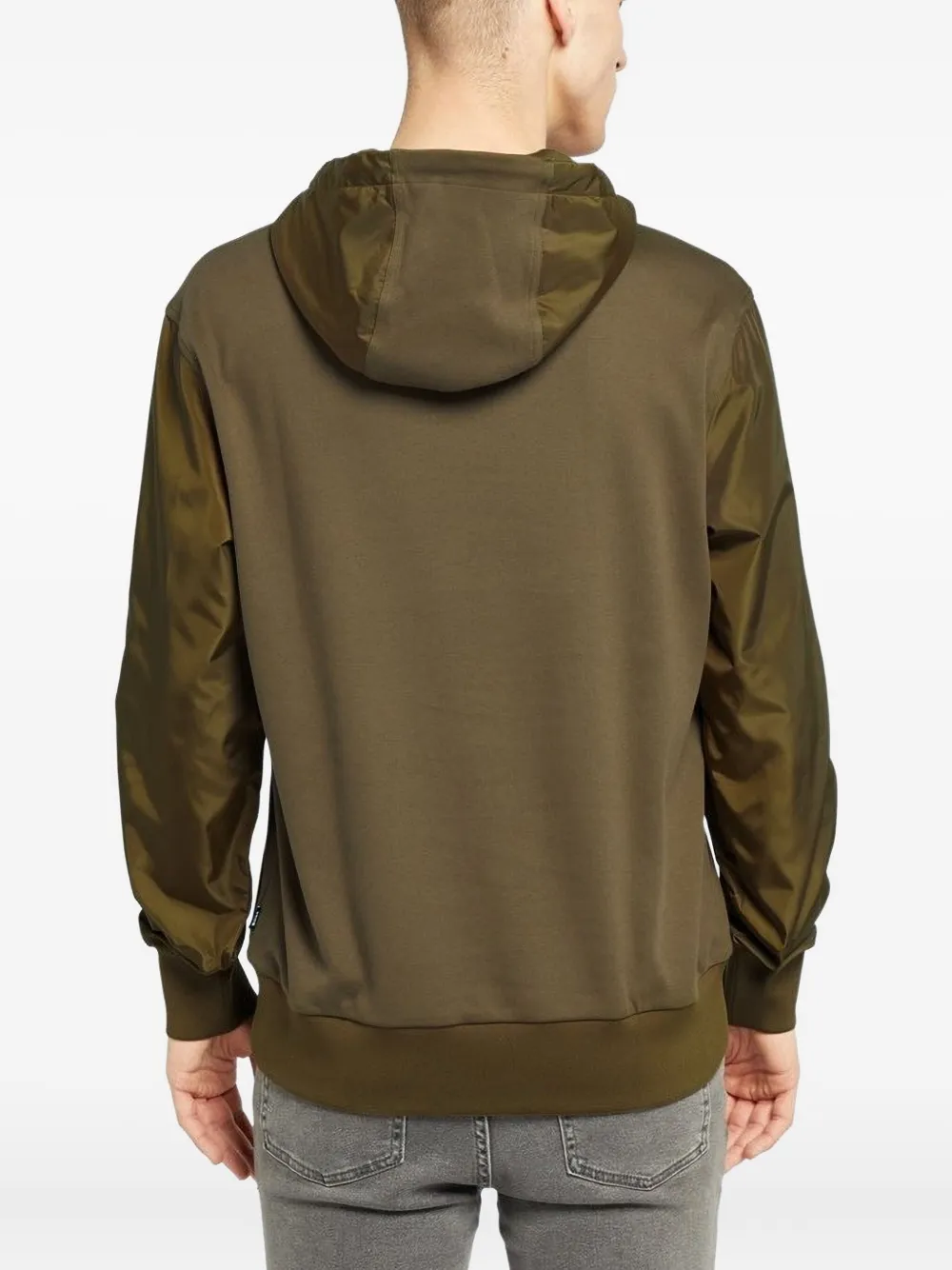 BOSS Sweater met capuchon en vlakken Groen