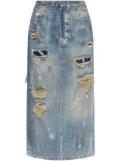 VETEMENTS distressed maxi denim skirt - Blue