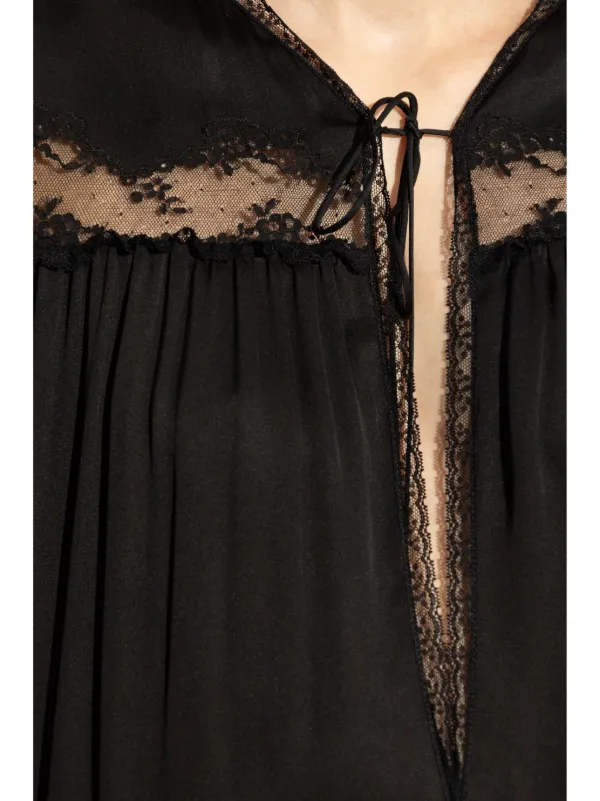 【送料&関税込】Saint Laurent Long Sleeves Jumpsuit Saint Laurent Long Sleeve Jumpsuit in Noir | FWRD