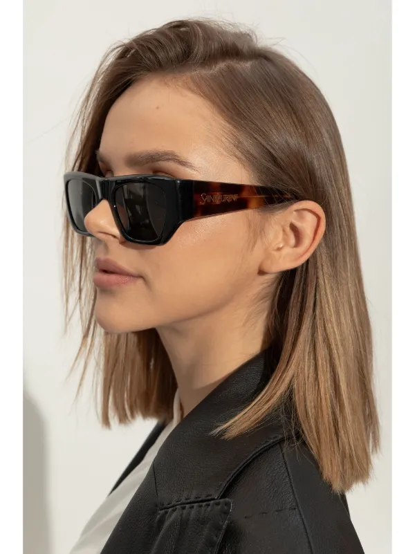 SAINT LAURENT サングラス Saint Laurent Eyewear ロゴ サングラス | ブラック | FARFETCH JP