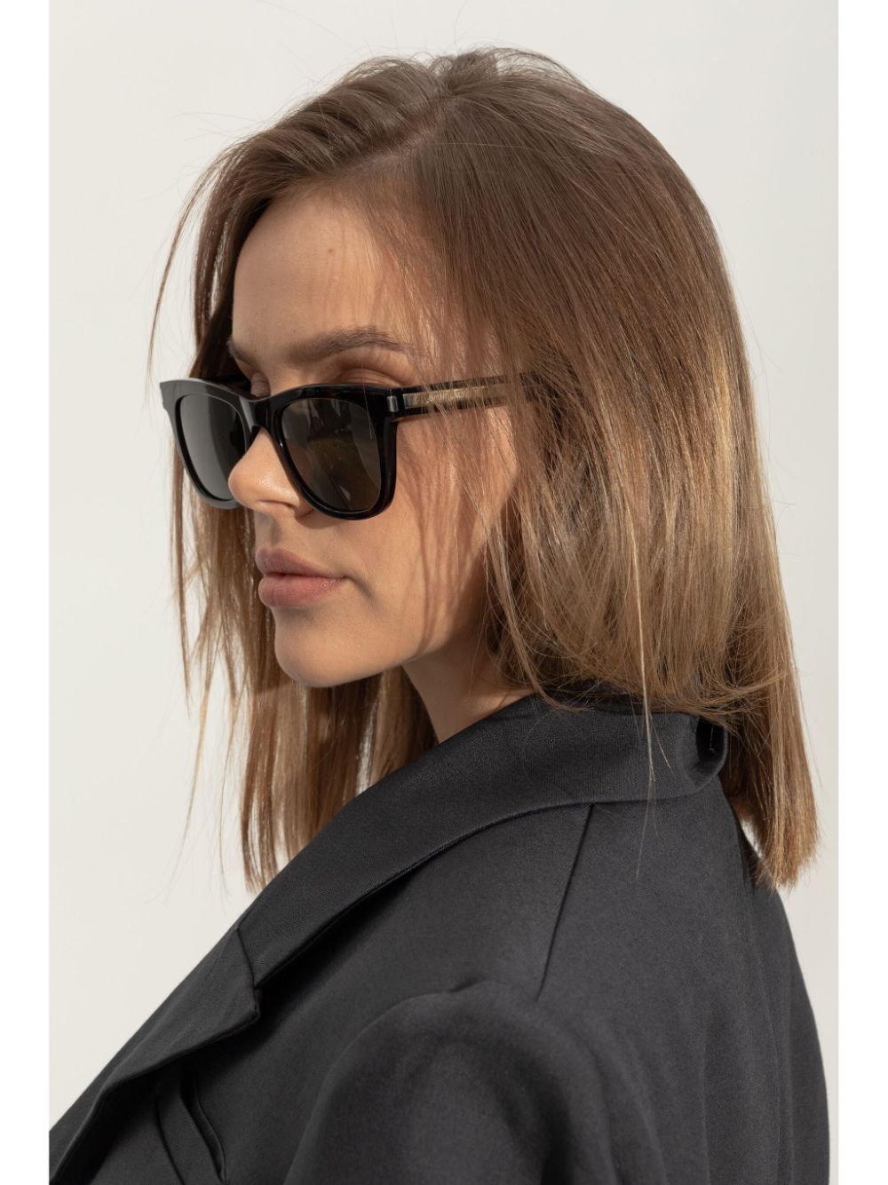 Saint Laurent Eyewear Zonnebril met gegraveerd logo - Bruin