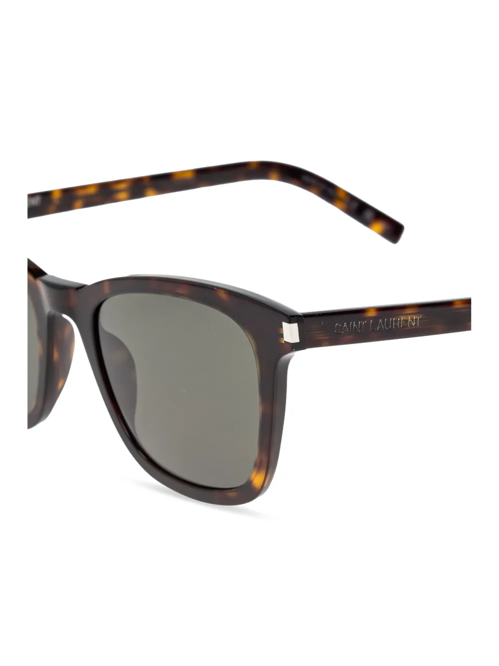 Saint Laurent Eyewear Zonnebril met gegraveerd logo Bruin