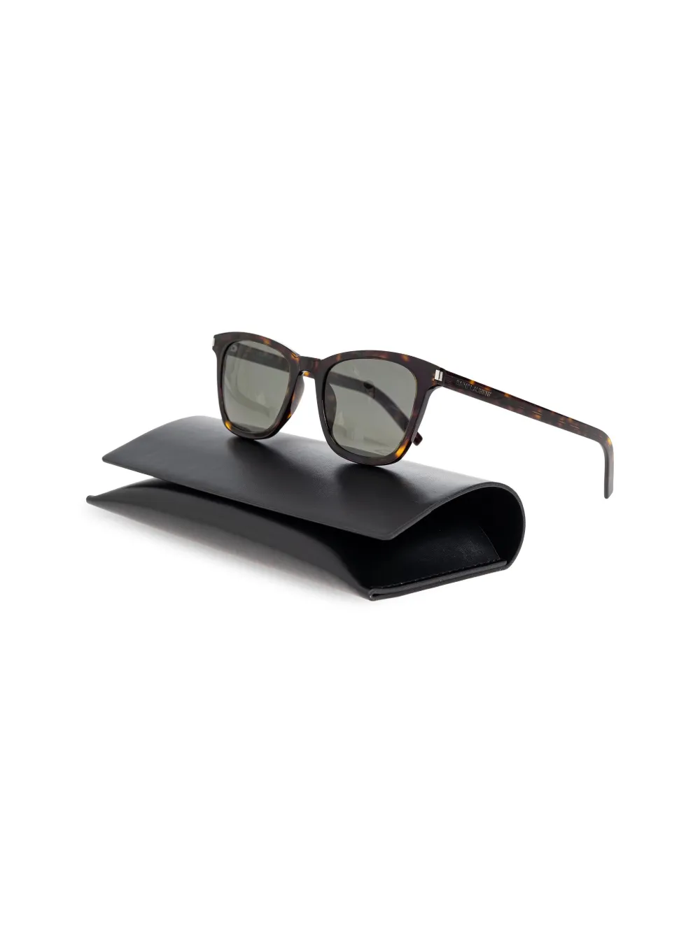 Saint Laurent Eyewear Zonnebril met gegraveerd logo Bruin