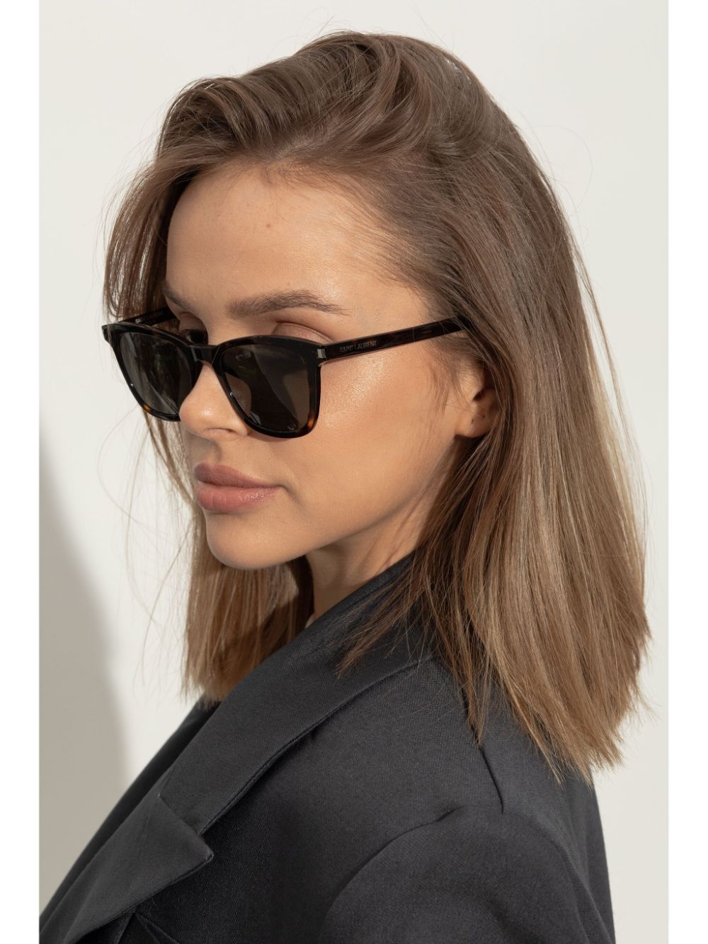 Saint Laurent Eyewear Zonnebril met gegraveerd logo - Bruin