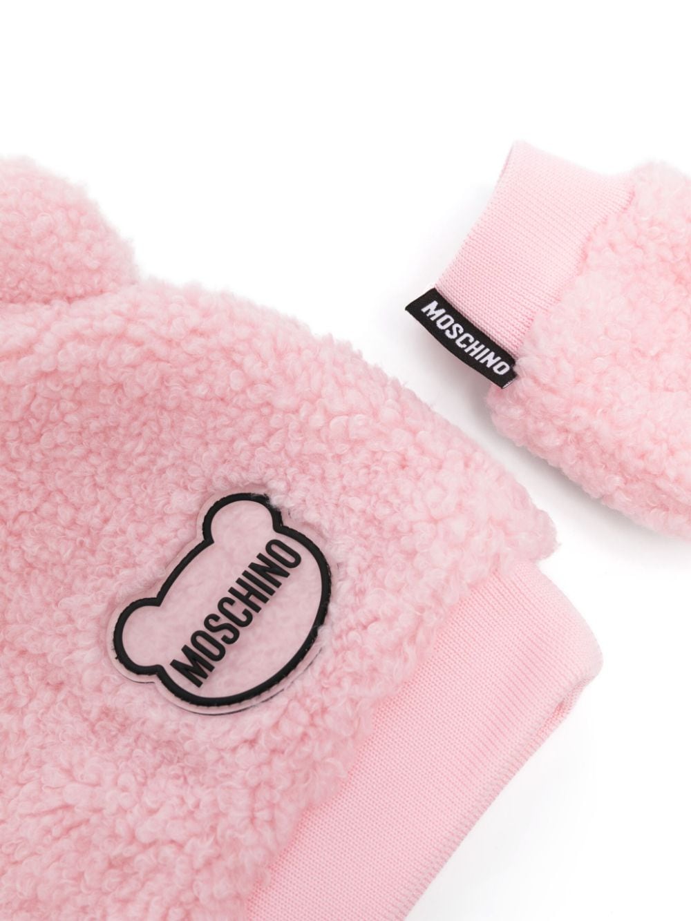 Moschino Kids faux-shearling hat set - Roze