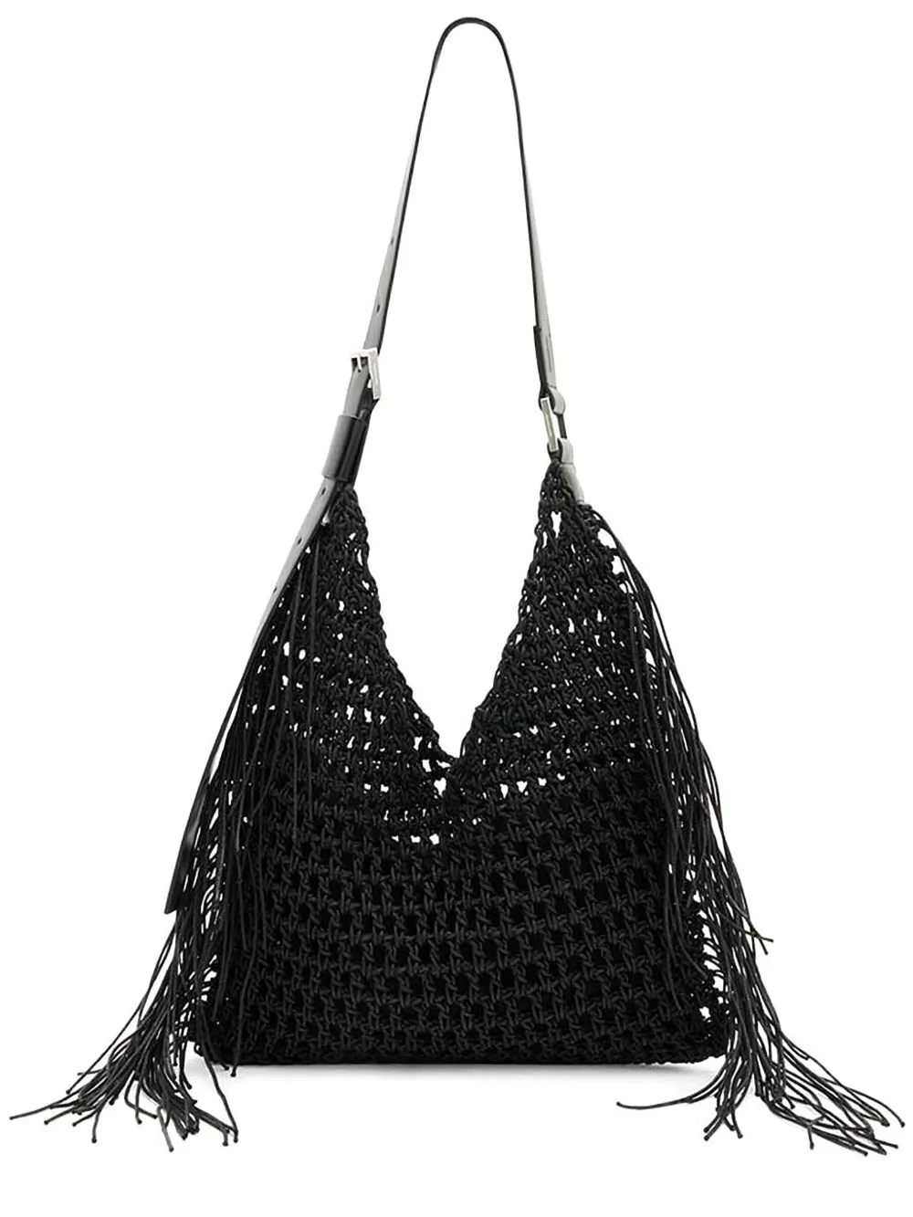 AllSaints Sabine Crochet Shoulder Bag Black FARFETCH