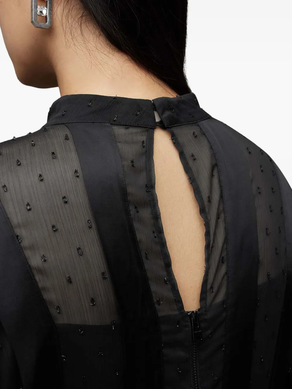 AllSaints Midi-jurk met ruches Zwart