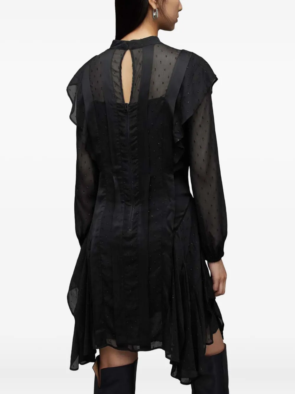 AllSaints Midi-jurk met ruches Zwart